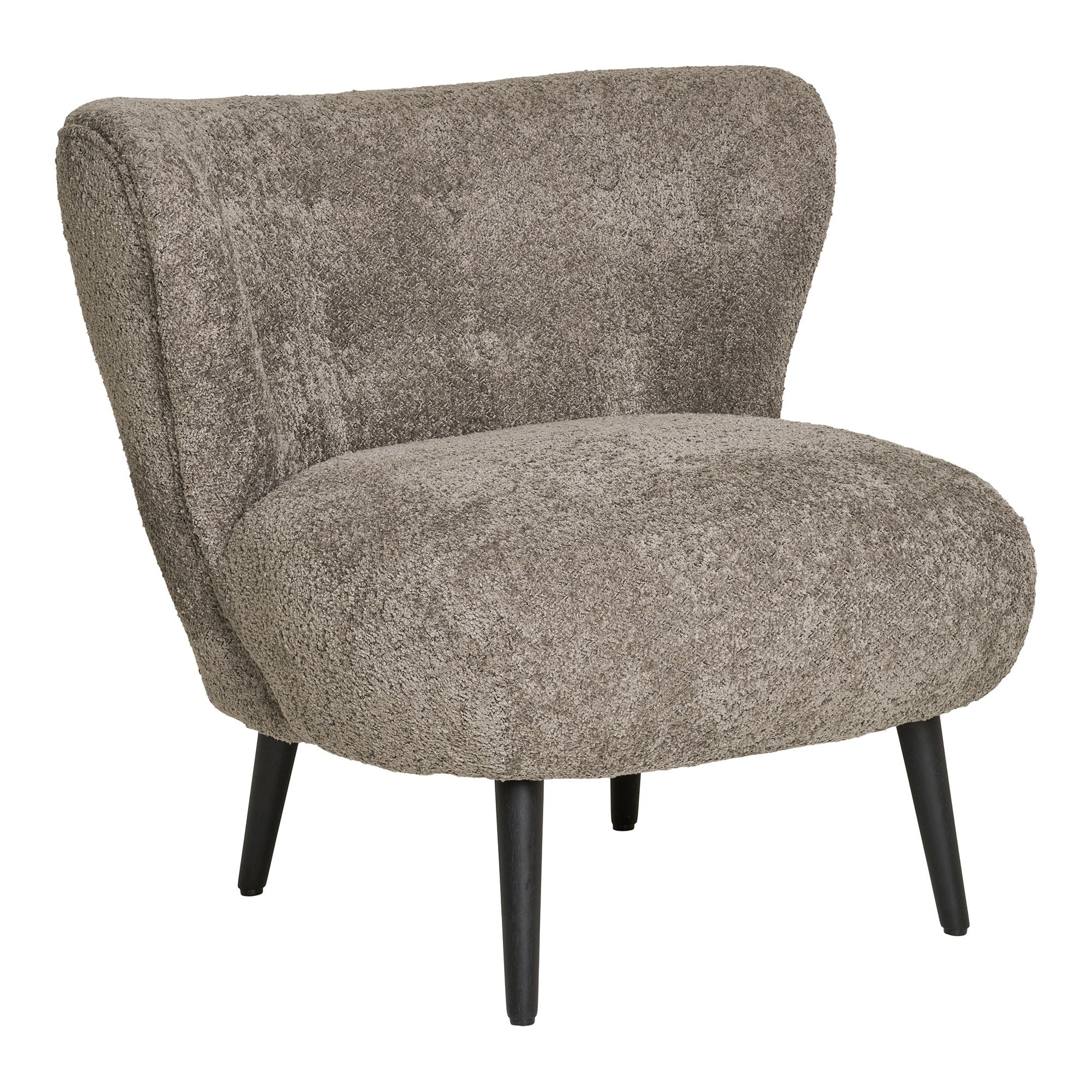 Covelo – Loungesessel in Bouclé, braun mit schwarzen Beinen, 78×70×73 cm